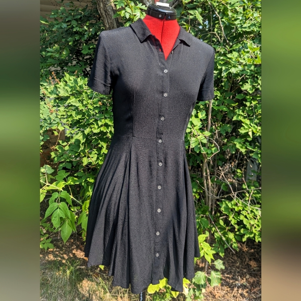 Kimchi Blue Black Backless Collared Button Up Dress